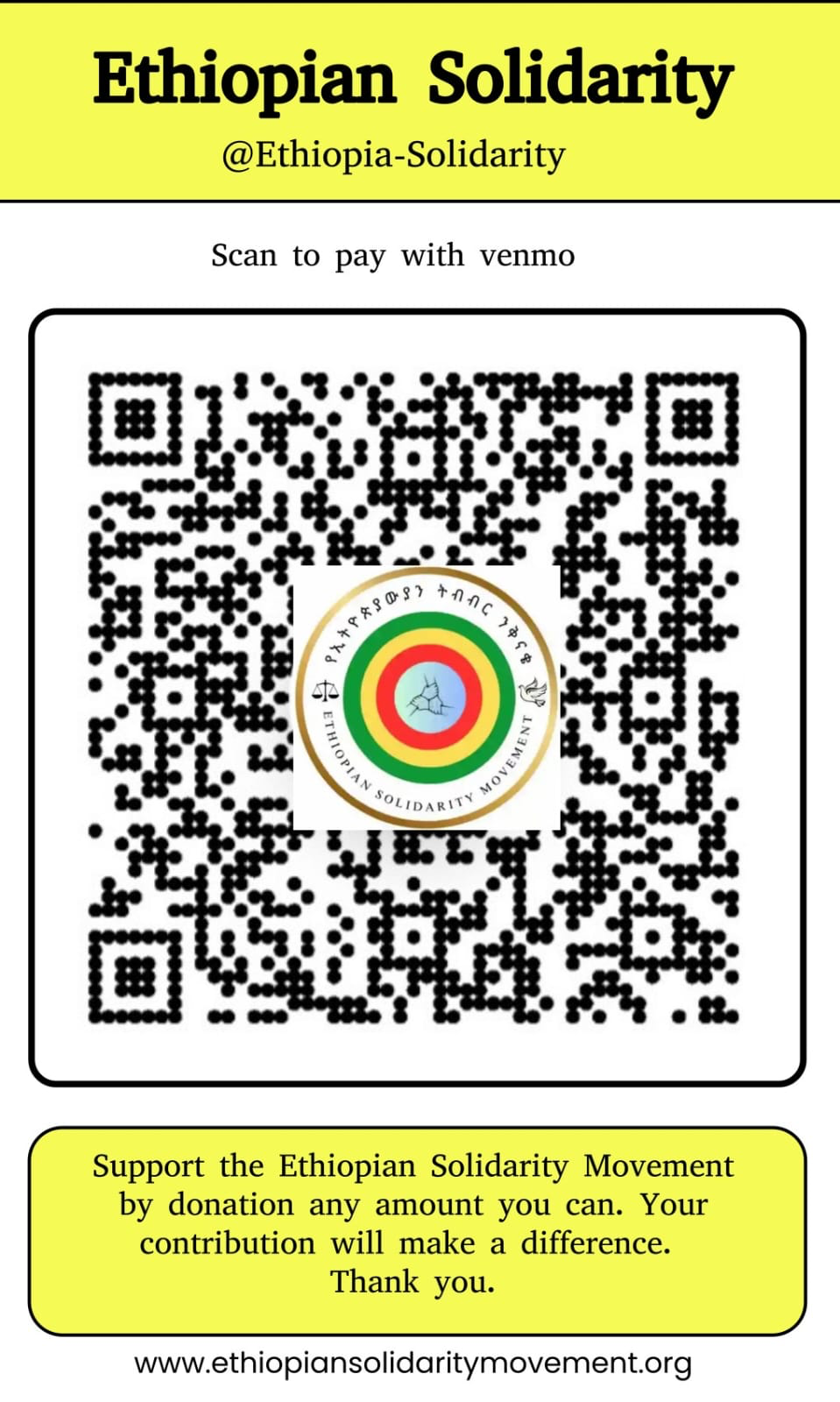 Venmo QR Code - @Ethiopia-Solidarity